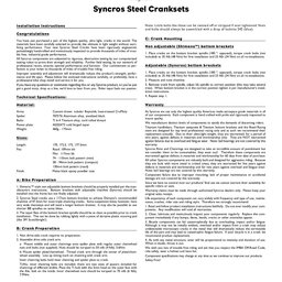 Syncros Steel Cranks Manual