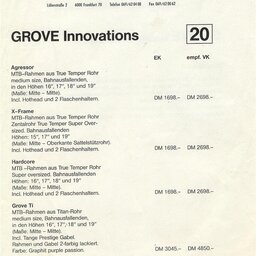 1991 Grove Innovations Price List