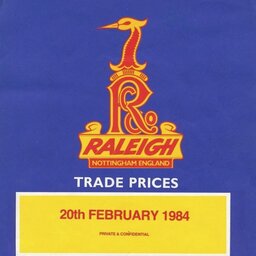 1984 Raleigh Trade Pricelist - Action Bikes Only