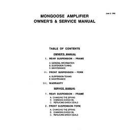 1993 Mongoose Amplifier Owners and Service Manual