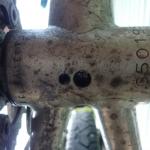Raleigh Special Products Titanium MTB bottom bracket showing serial
