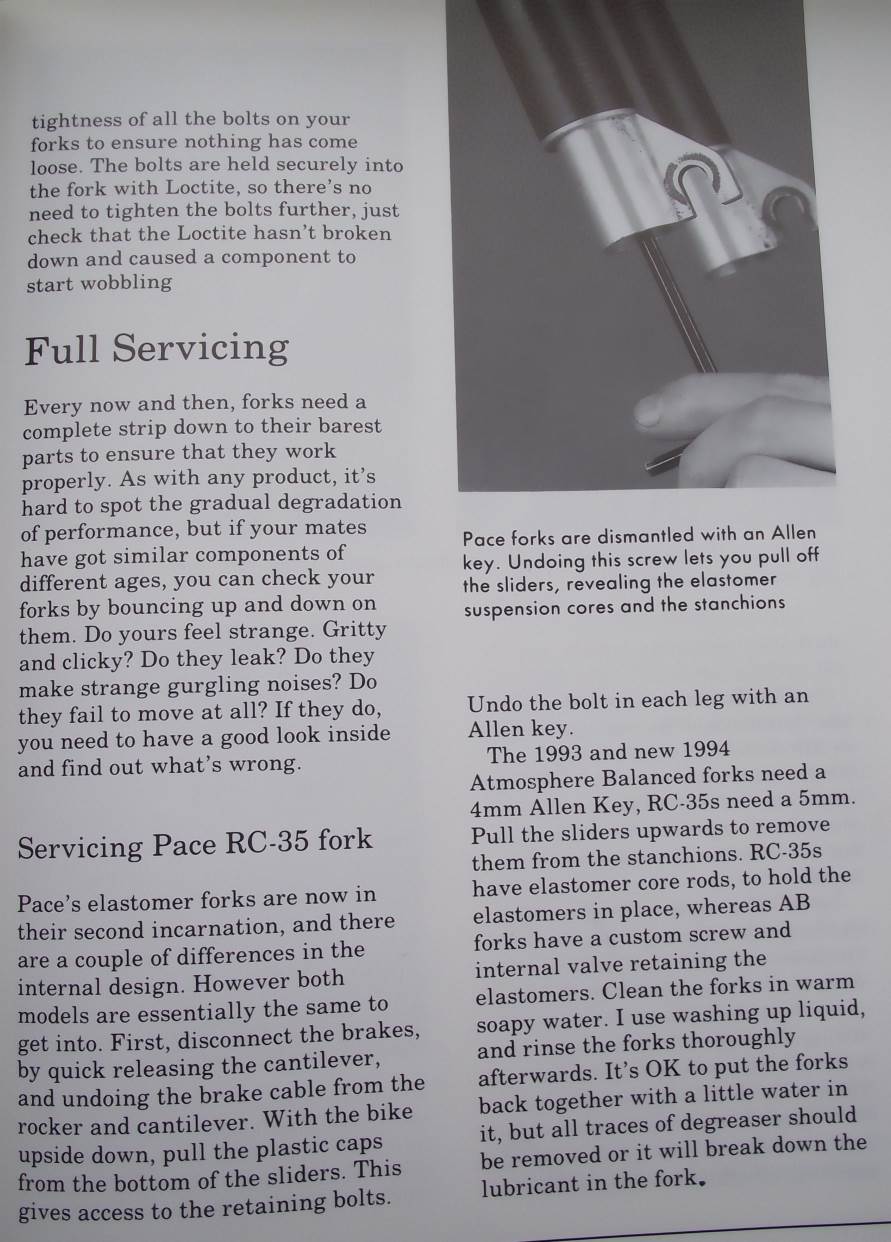 - Full Servicing....  Servicing Pace RC-35 Fork 