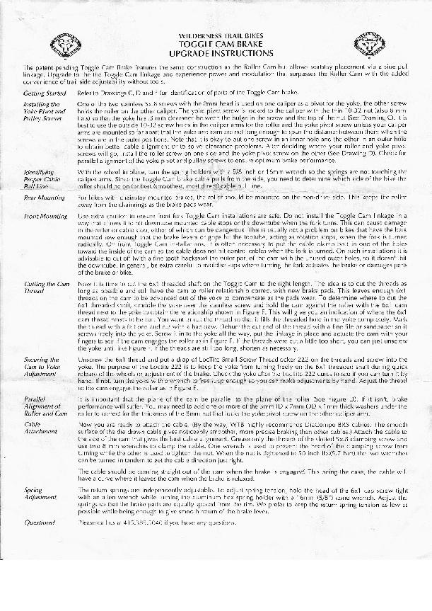 Toggle Cam Upgrade Instructions