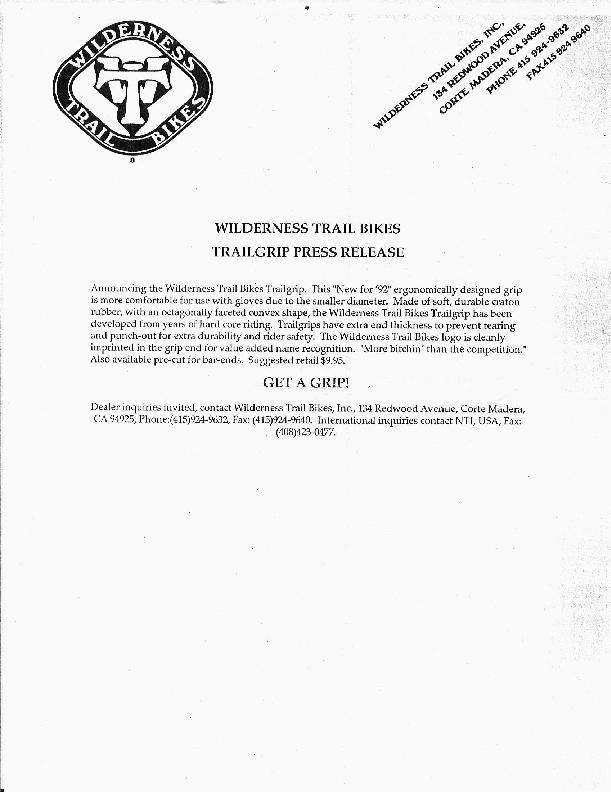 Trailgrip, press release